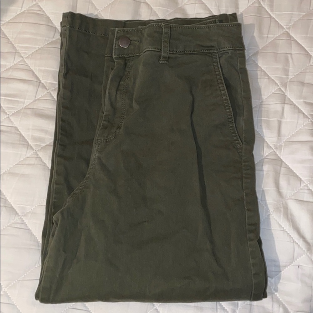 High Waisted Green Wide Pant Jeans